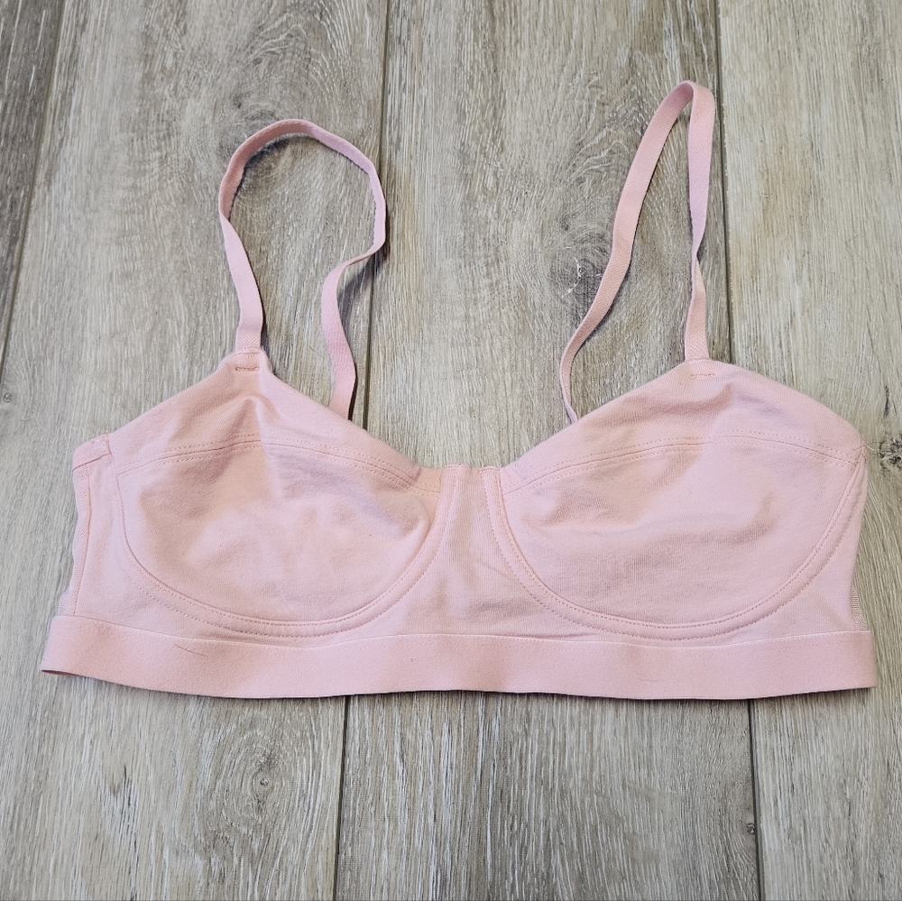 Colsie Lightly Lined Bralette Cami Top Peach Pastel Pink Mesh Women's Small